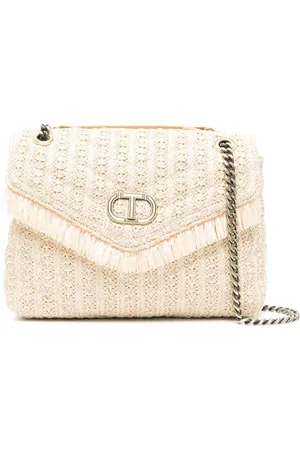 Twin-Set Oval-T Schultertasche aus Bast
