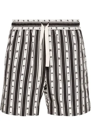 Palm Angels Gestreifte Shorts mit Monogramm-Print
