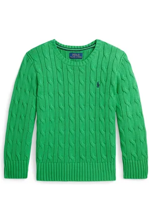 Ralph Lauren Zopfmuster-Oberteil mit Logo-Stickerei