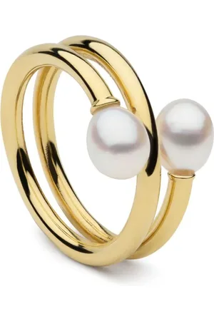Autore 9kt Gelbgoldring mit Perlendetail