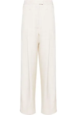 Serafini Gerade Slub-Hose mit Falten
