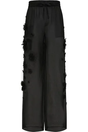 Dolce & Gabbana Seidenhose mit Blumenapplikation