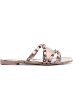 VALENTINO GARAVANI Rockstud Pantoletten im Metallic-Look