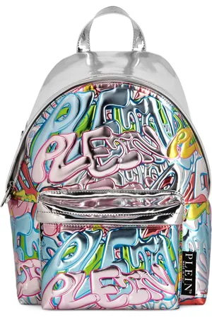 Philipp Plein Bombing Graffiti Rucksack aus Metallic-Leder