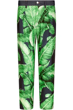 Dolce & Gabbana Halbhohe Straight-Leg-Jeans mit Blatt-Print