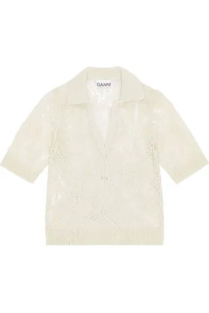 Ganni Spitzen-Poloshirt aus Bio-Baumwolle