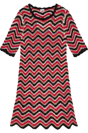 Ganni Gehäkeltes Minikleid mit Wellensaum