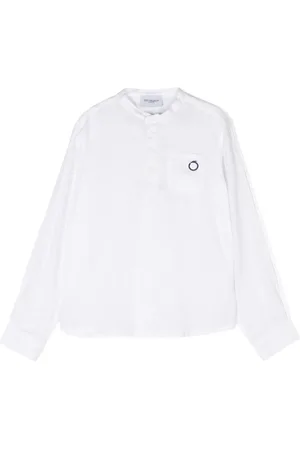 Trussardi Leinentop mit Logo-Stickerei