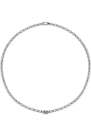Officina Bernardi 18kt Weißgoldhalskette mit Diamanten und Saphir