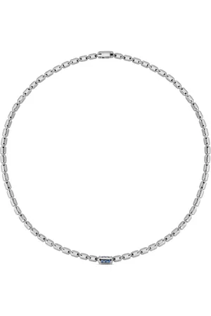 Officina Bernardi 18kt Weißgoldhalskette mit Diamanten und Saphir