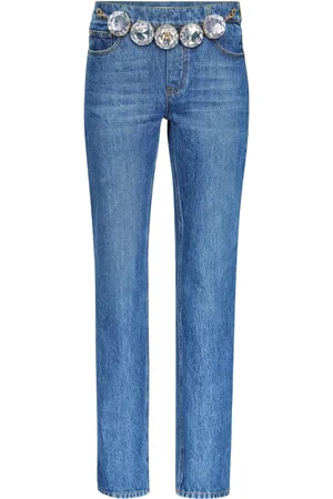 AREA Jumbo Crystal Straight-Leg-Jeans