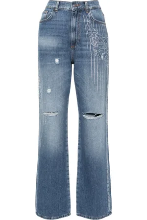 Twin-Set Halbhohe Straight-Leg-Jeans