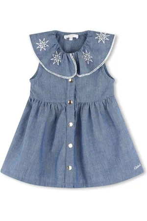 Chloé Chambray-Kleid mit Sternstickerei