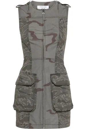Marine Serre Minikleid mit Camouflage-Print