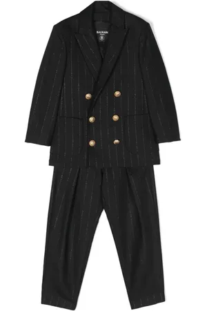 Balmain Doppelreihiger Anzug aus Logo-Jacquard