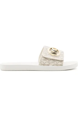 Michael Kors Canvas-Pantoletten mit Logo-Schild