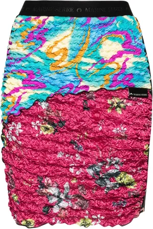 Marine Serre Patchwork-Rock in Knitteroptik