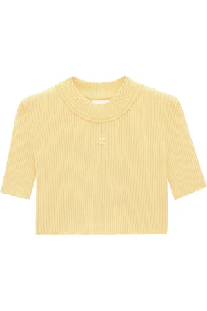 Courrèges Geripptes Cropped-Strickoberteil