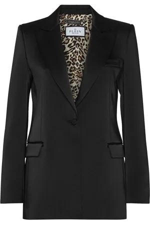 Philipp Plein Satin-Blazer mit Kristall-Totenkopf
