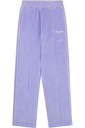 Sporty & Rich Script Jogginghose in Samtoptik mit Logo-Stickerei