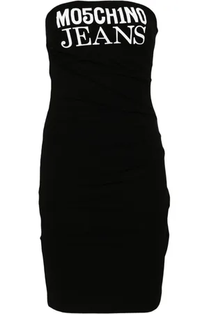 Moschino Geripptes Kleid mit Logo-Print