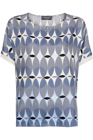 LORENA ANTONIAZZI Seiden-T-Shirt mit geometrischem Print