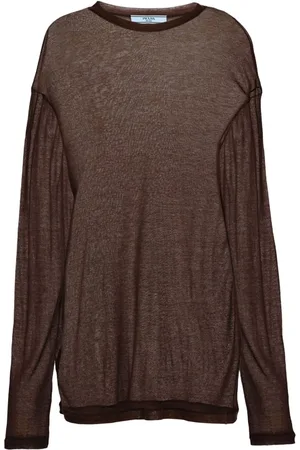 Prada Semi-transparentes T-Shirt aus Chambray