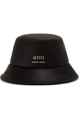 Ami Leder-Fischerhut mit Logo-Schild
