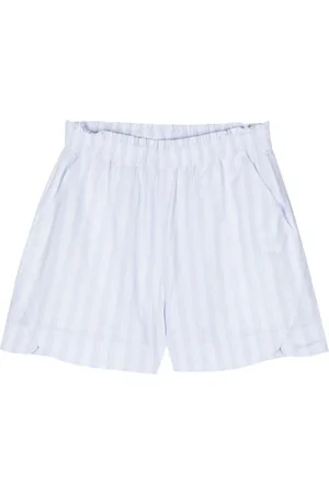 REMAIN Gestreifte Shorts mit Logo-Stickerei