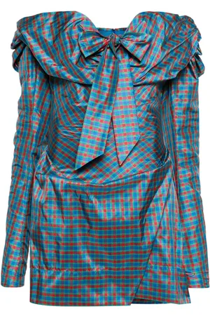 Vivienne Westwood Tartan-check off-shoulder minidress