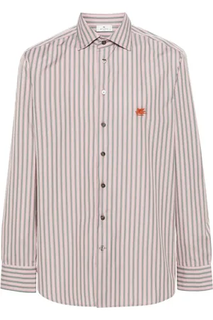 Etro Gestreiftes Hemd mit Pegaso-Stickerei