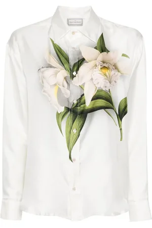PIERRE-LOUIS MASCIA Aloe Seidenhemd mit Blumen-Print