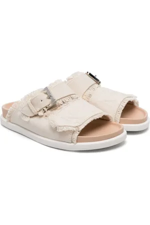 Nº21 Canvas-Sandalen mit ausgefranstem Saum
