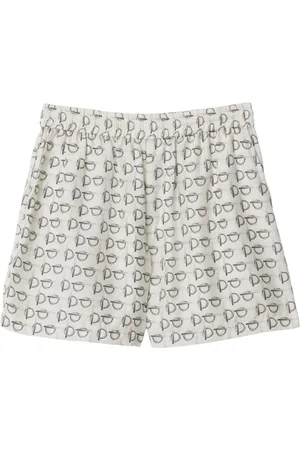 Burberry Seidenshorts mit Knebelverschluss-Print
