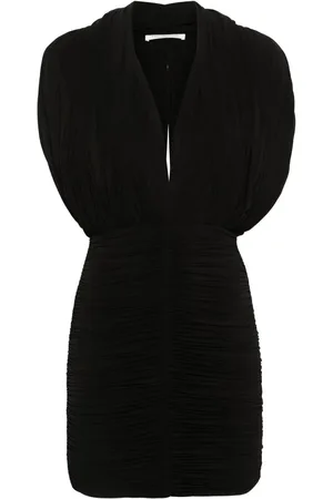 Serafini Gerafftes Kleid mit V-Ausschnitt