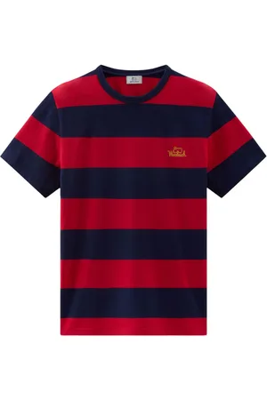 Woolrich Gestreiftes T-Shirt mit Logo-Print