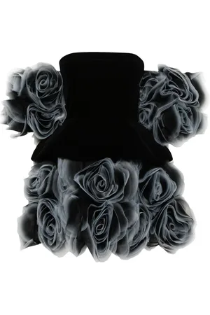Ana Radu Minikleid aus Samt mit Blumenapplikation