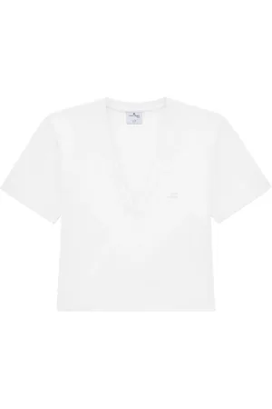 Courrèges T-Shirt mit Logo-Applikation