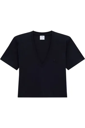 Courrèges T-Shirt mit Logo-Applikation