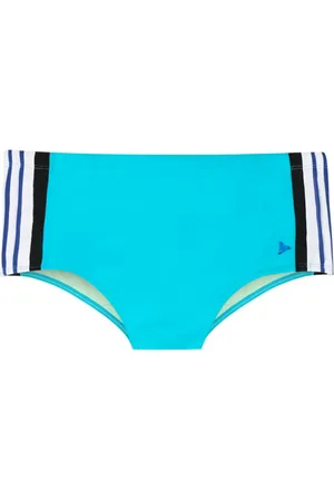 AMIR SLAMA Gestreifte Badeshorts mit Logo-Applikation