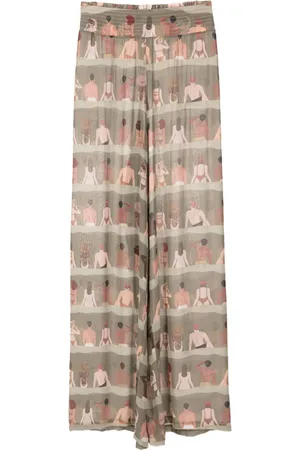 AMIR SLAMA Seidenhose mit grafischem Print