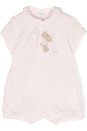 Il gufo Kurzer Strampler mit Teddy-Motiv
