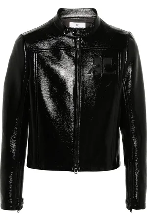 Courrèges Jacke in Glanzoptik mit Logo-Applikation