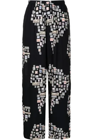 AMIR SLAMA Gerade Jeans mit Text-Print