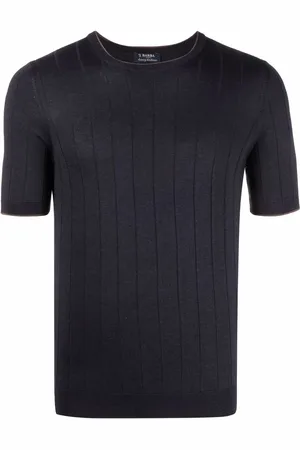 BARBA Geripptes T-Shirt aus Seide