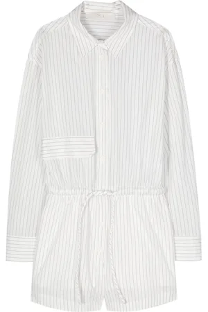 TELA Seersucker-Jumpsuit mit Nadelstreifen