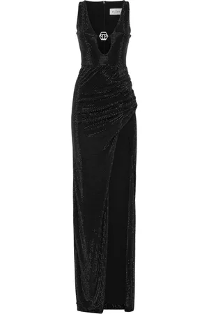 Philipp Plein Langes drapiertes Kleid mit Cut-Out