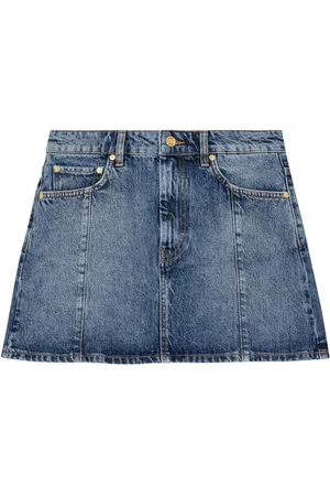 Ganni Denim-Minirock mit Strass-Logo