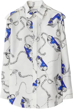 Burberry Seidenhemd mit Knight Hardware-Print