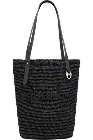Paco rabanne Shopper aus Bast mit Logo-Stickerei